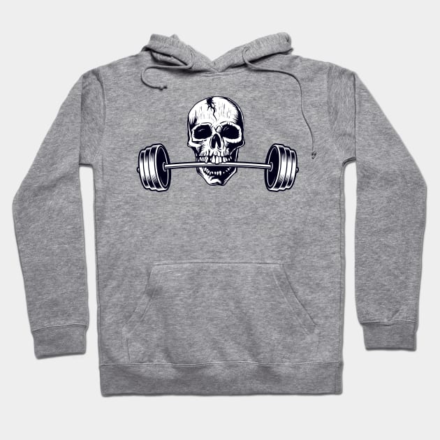 Weightlifters Graphic, Powerlifting Lift Heavy Barbell Skull Design Hoodie by ScottsRed